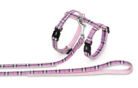 Nobby Tartan Harness  Lead Purple